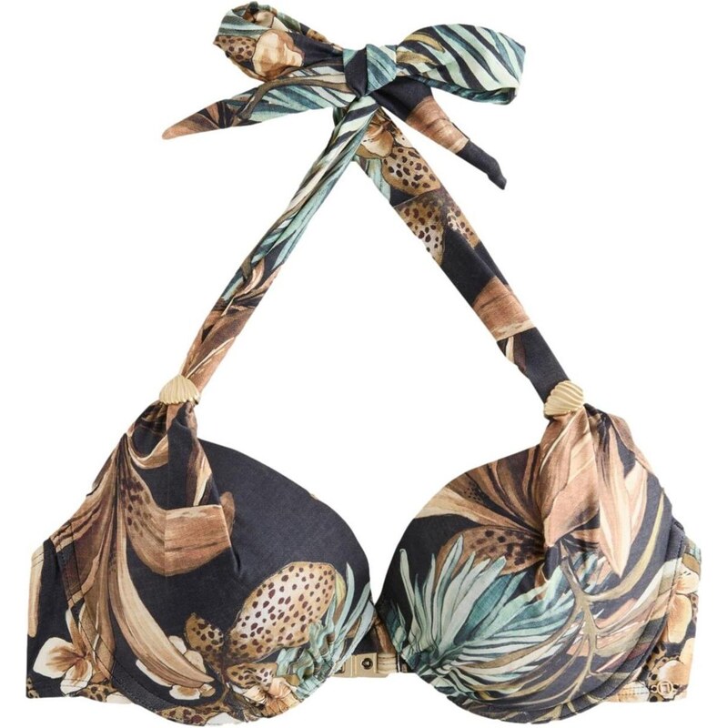 Next Bikinový top hnedá / pastelovo zelená / čierna / biela 67732596