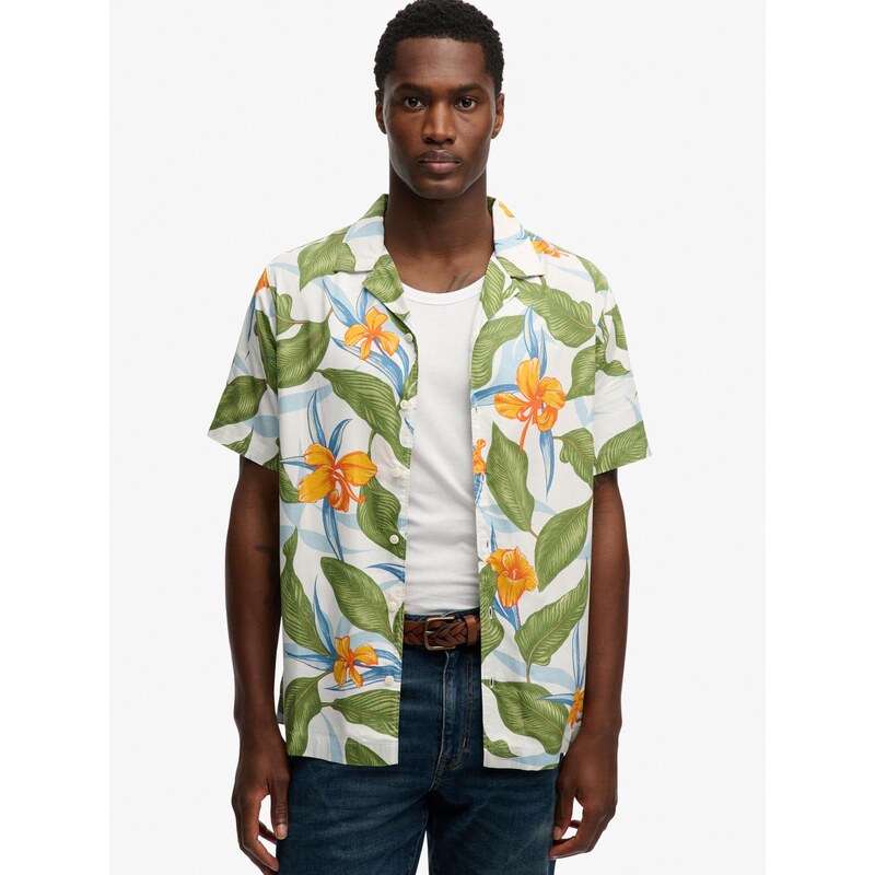 Superdry & Co Košeľa svetlomodrá / zelená / oranžová / biela 67732639