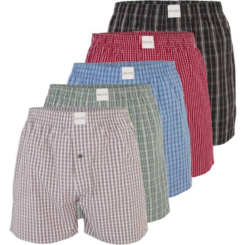 HOLLISTER Boxerky svetlomodrá / svetlozelená / burgundská / biela 67732700