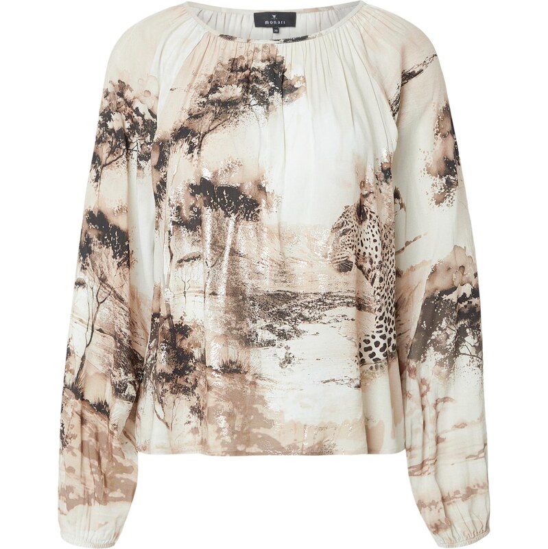 monari Blúzka béžová / tmavohnedá / biela ako vlna 67732732