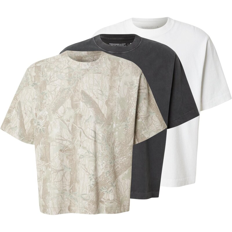 Abercrombie & Fitch Tričko krémová / čierna / biela 67732804
