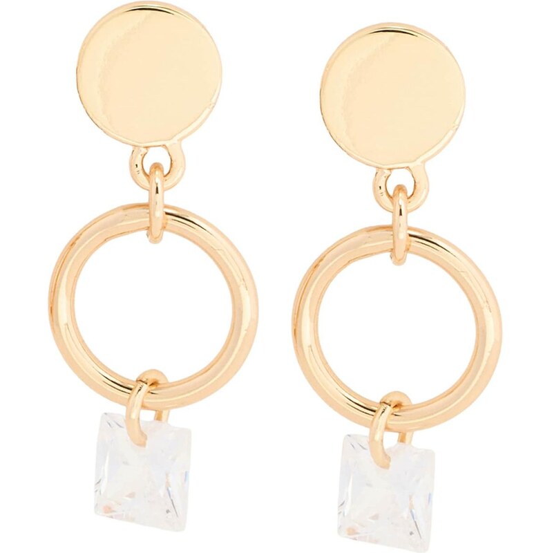 DKNY Náušnice DROP zlatá / priehľadná 67732828