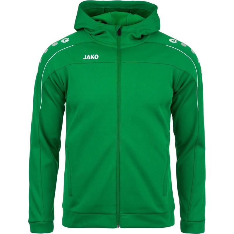 JAKO Športová mikina so zipsom Classico zelená / biela 67727773