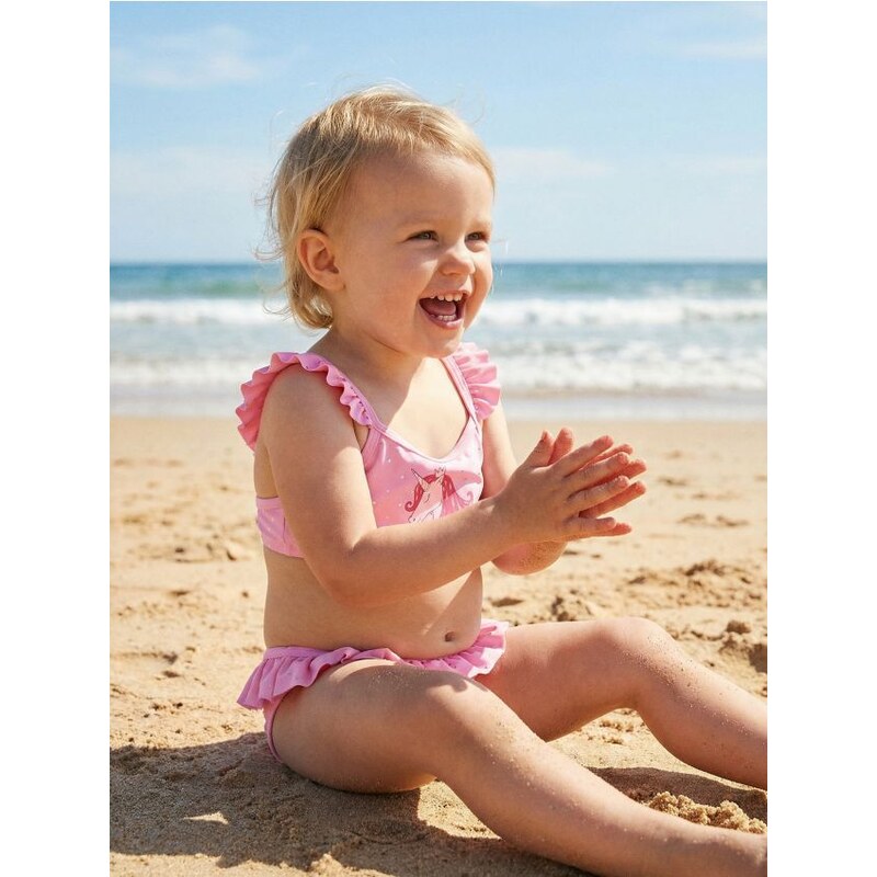 Sinsay - Plavky s potlačou jednorožca a holo bodkami - horúca ružová 67722998