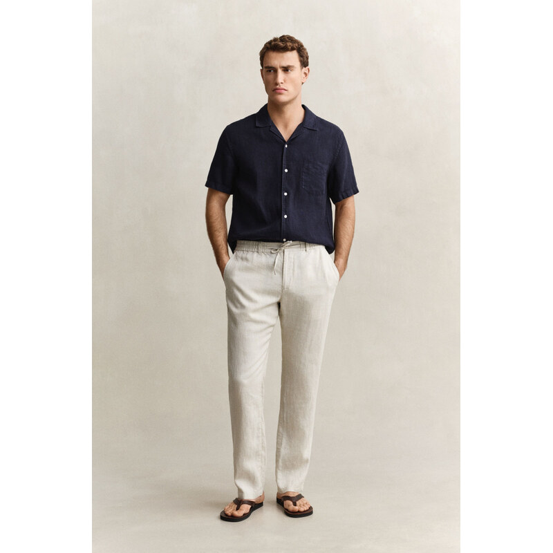 NOHAVICE GANT REG LINEN DS PANTS SAND 67611824