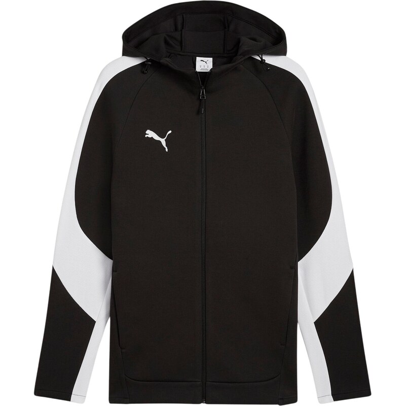 PUMA Športová mikina so zipsom TeamEvostripe čierna / biela 67729833