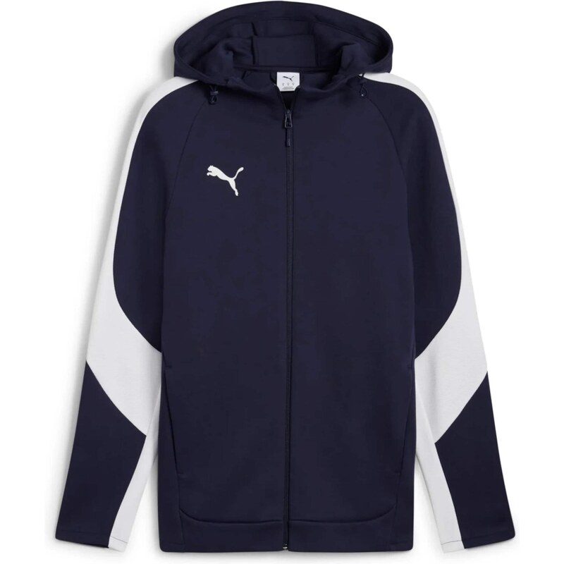 PUMA Športová mikina so zipsom teamEVOSTRIPE modrá / biela 67751548