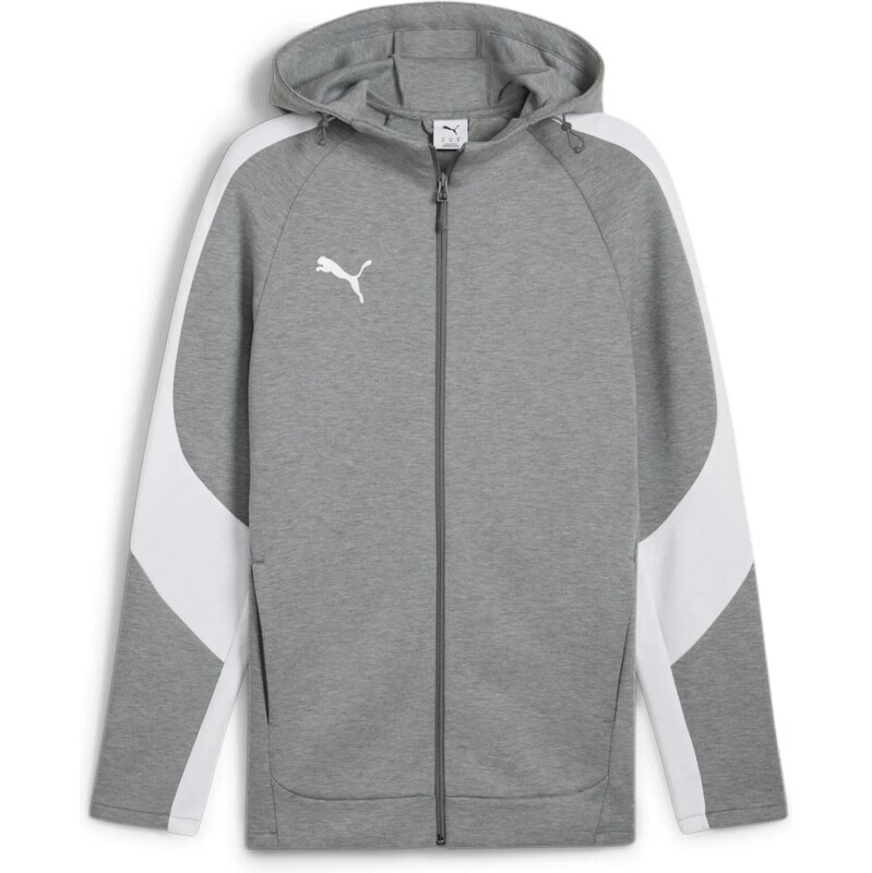 PUMA Športová mikina so zipsom sivá / biela 67751549