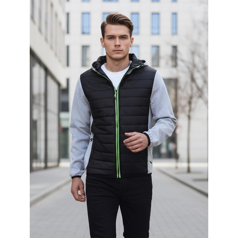 Dstreet Zaujímavá pánska prechodná bunda s prešívaním sivá 63286817