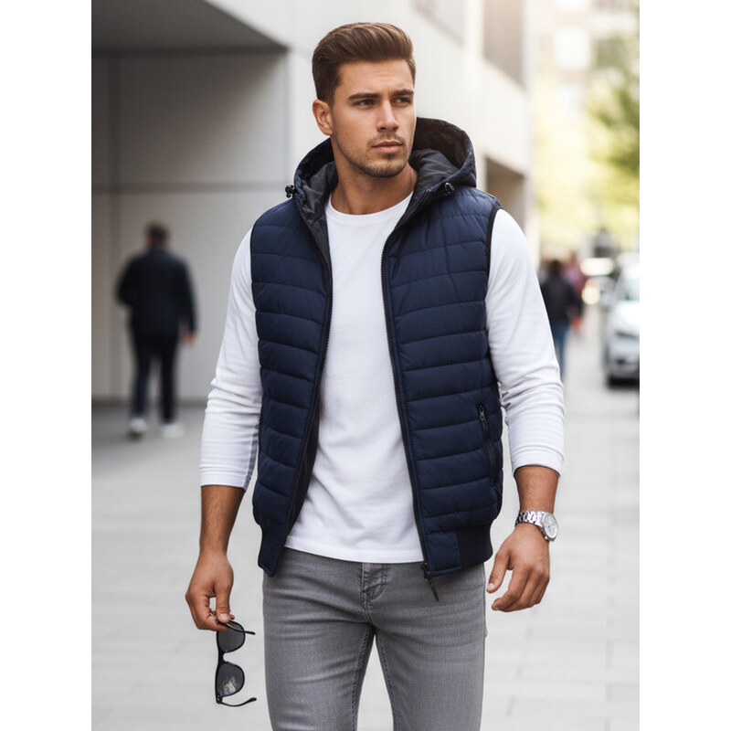 Pánska tmavomodrá vesta FashionStreet TX4236 67734040