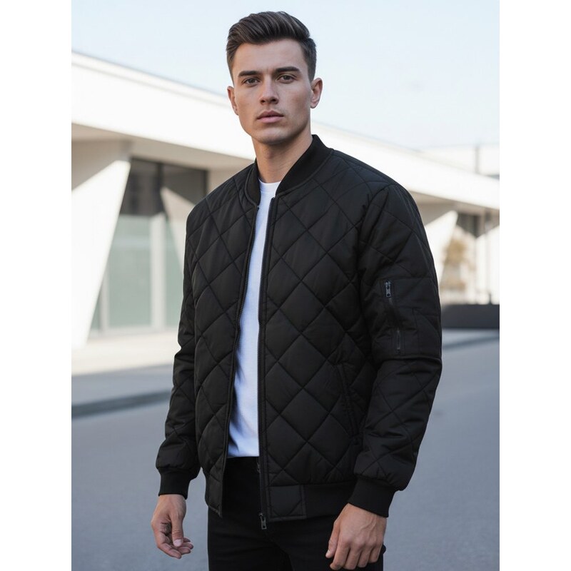 Buďchlap Moderná čierna pánska bomber bunda 46472082