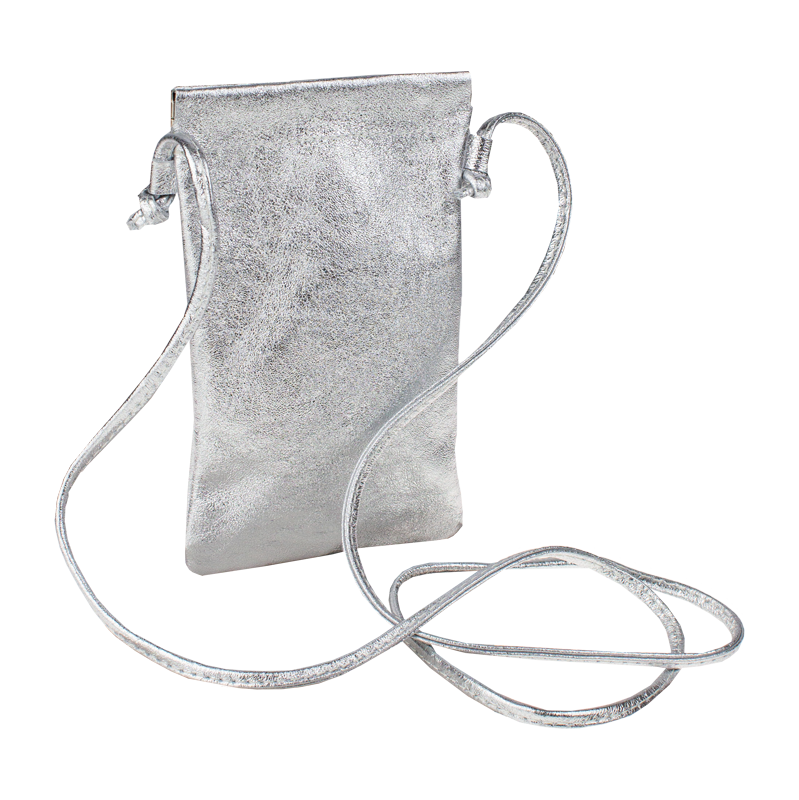 Strieborná kožená talianska crossbody kabelka Mia Argento NovaKabelka 67735149