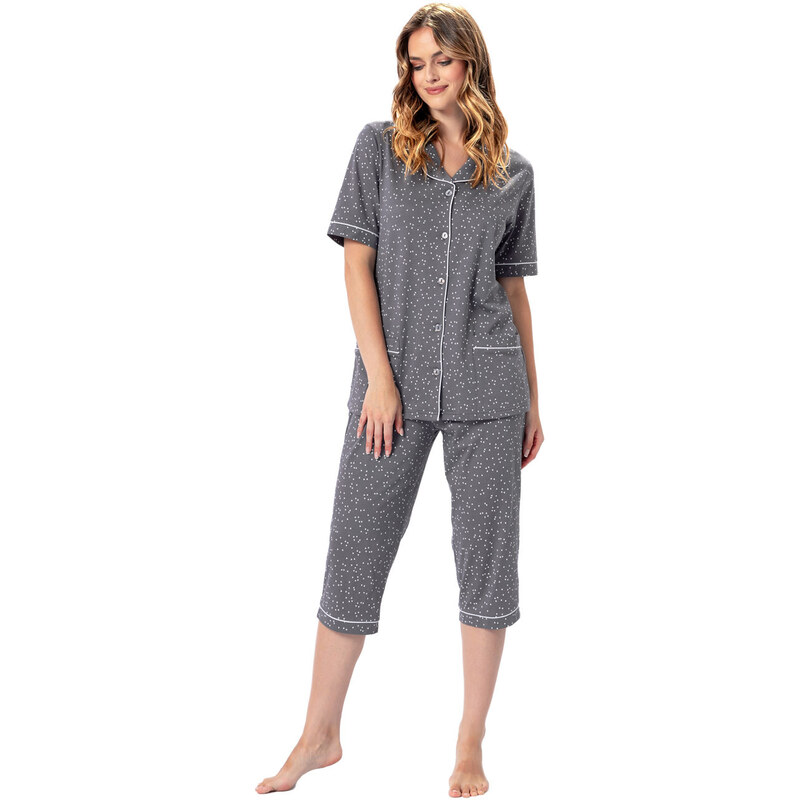 LEVEZA (M-Max) Dámske pyžamo Halima1041 1-tm.sivá 2XL 66678856