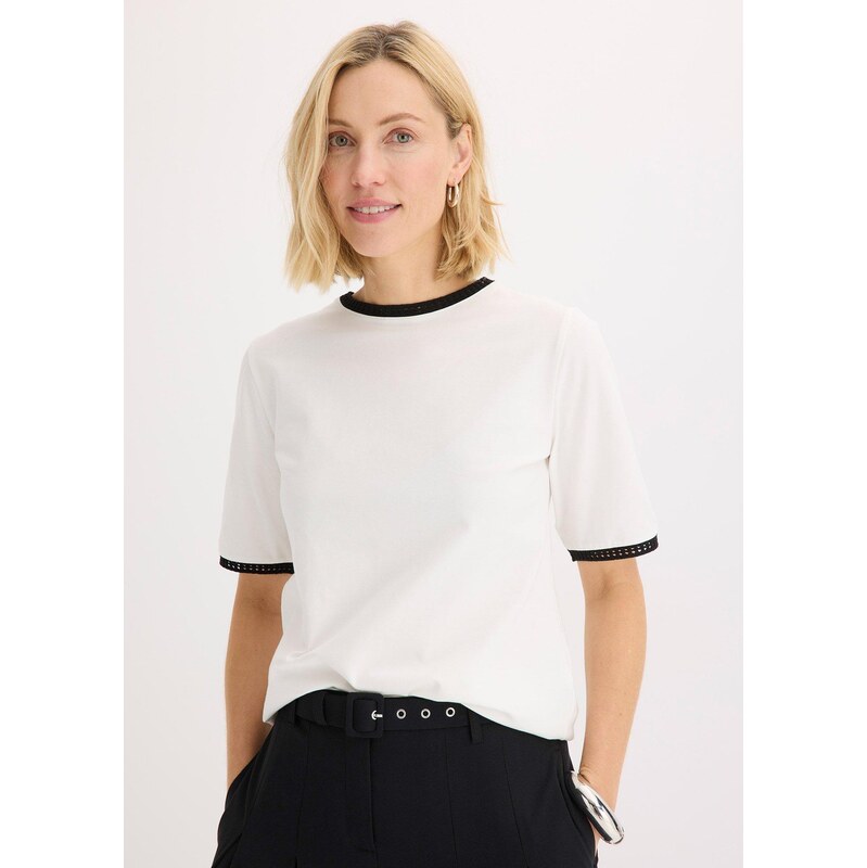 bonprix Tričko s čipkou, farba biela 63478511