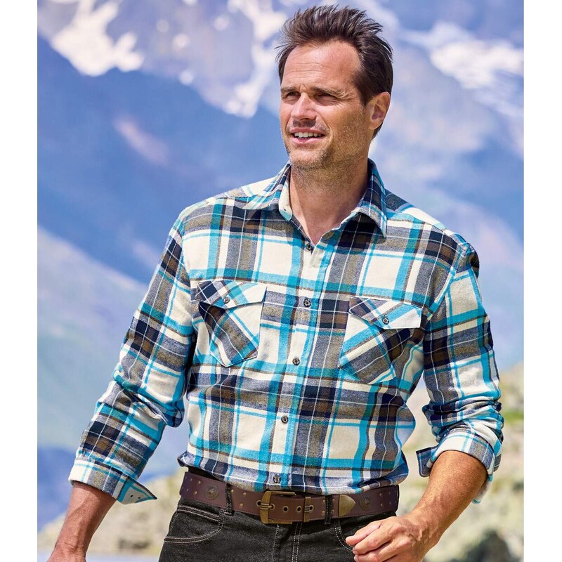 Kockovaná flanelová košeľa Atlas For Men Kostkovaná 67236576