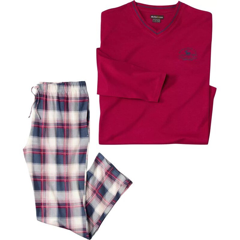 Kockované bavlnené pyžamo Atlas For Men Kostkovaná 57656223