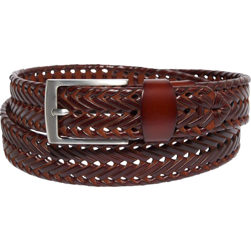 Pletený opasok zo štiepanej kože Atlas For Men Hnedá 61681743
