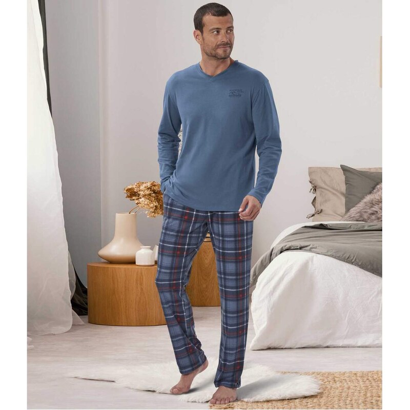 Bavlnené pyžamo v škótskom štýle Atlas For Men Modrá 67133675