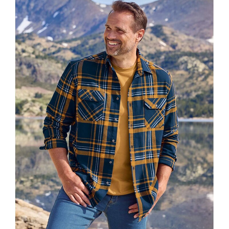 Kockovaná flanelová košeľa Atlas For Men Kostkovaná 67614718