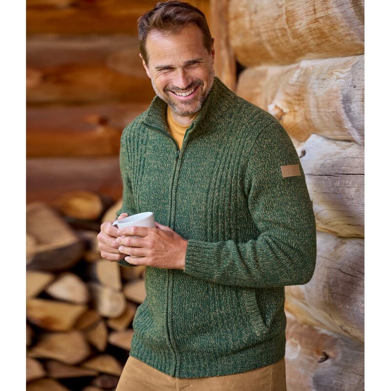 Pletený sveter na zips Forest Atlas For Men Zelená 67614719