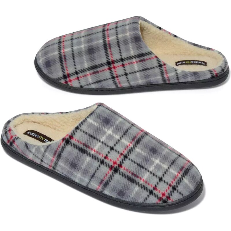 Flísové papuče zateplené imitáciou ovčieho rúna Atlas For Men 67614731