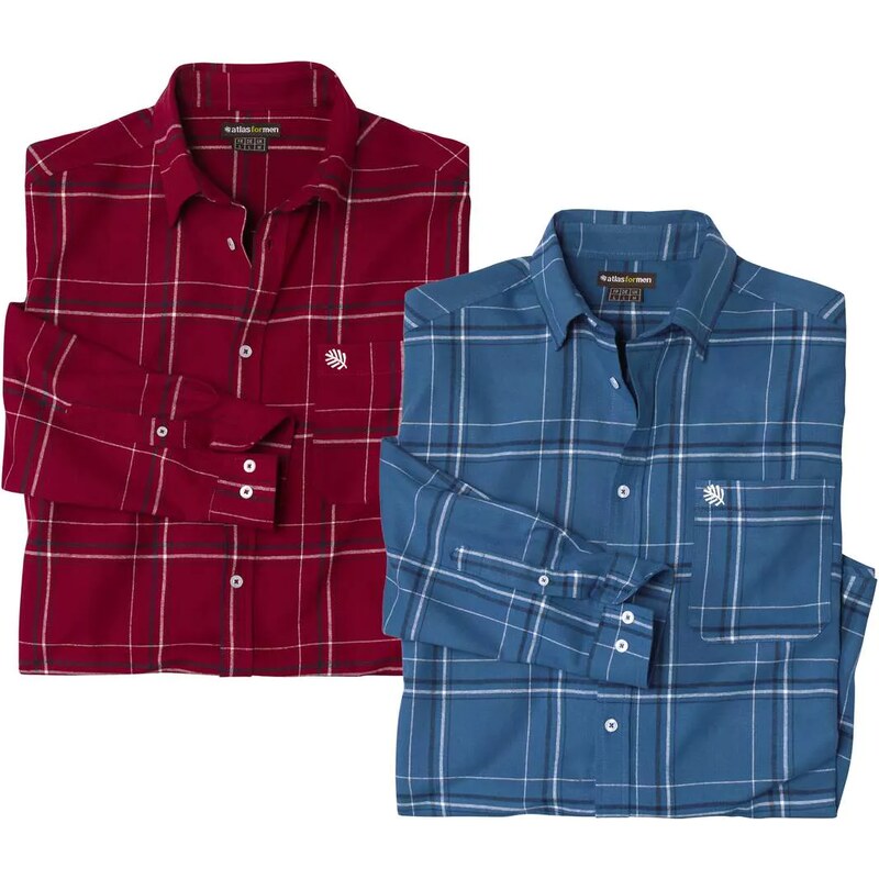 Sada 2 kockovaných flanelových košieľ Atlas For Men Modrá 66845052