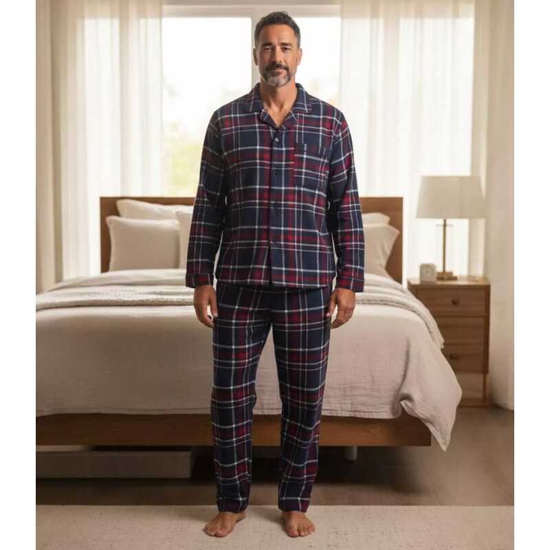 Kockované flanelové pyžamo Atlas For Men Kostkovaná 67629415