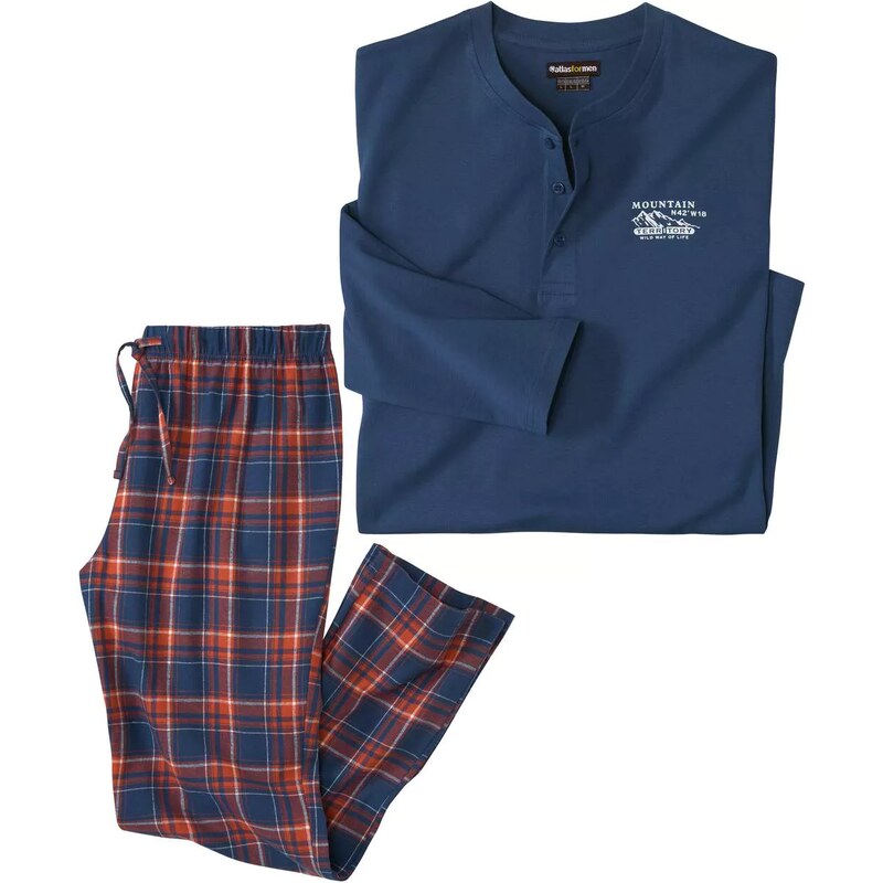 Bavlneno-flanelové pyžamo Atlas For Men Modrá 67614716