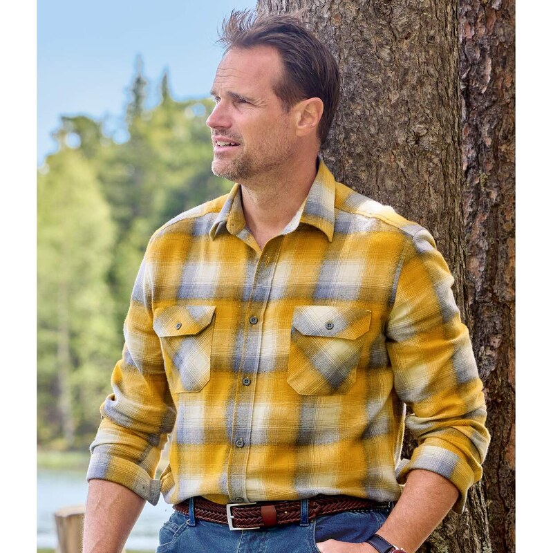 Kockovaná flanelová košeľa Atlas For Men Žltá 67236577