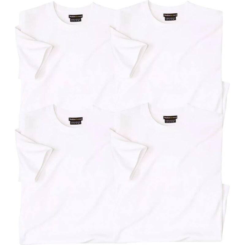 Sada 4 bielych bavlnených tričiek Atlas For Men Biela 66958827