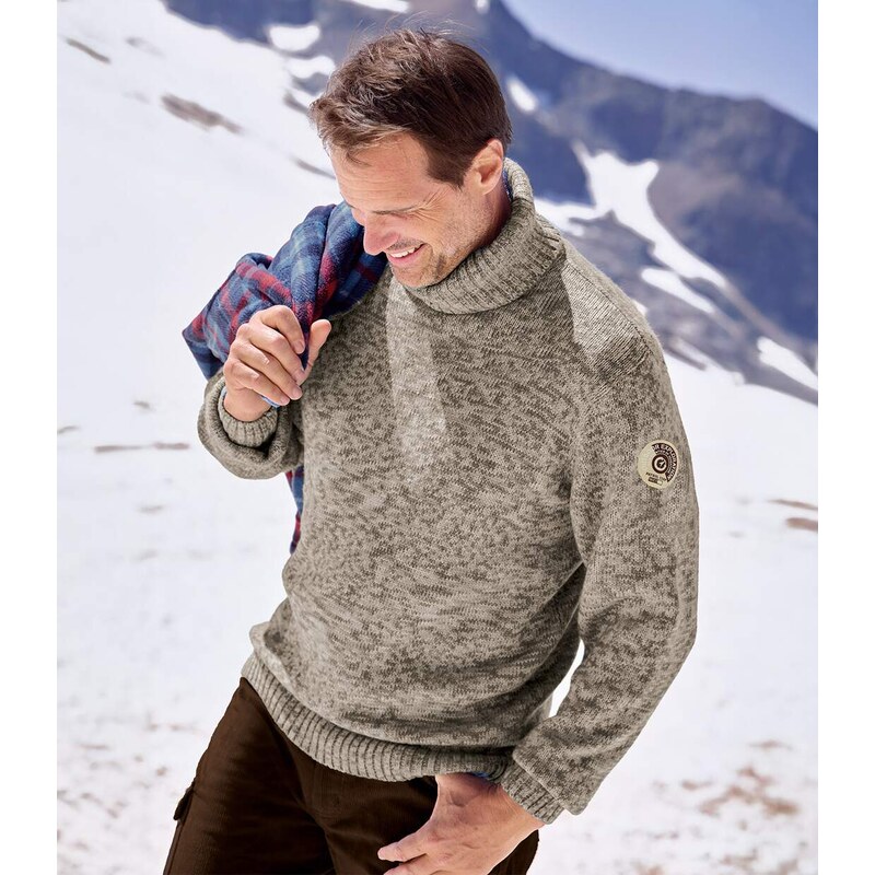 Melírovaný pletený rolák Atlas For Men Béžová 67614733