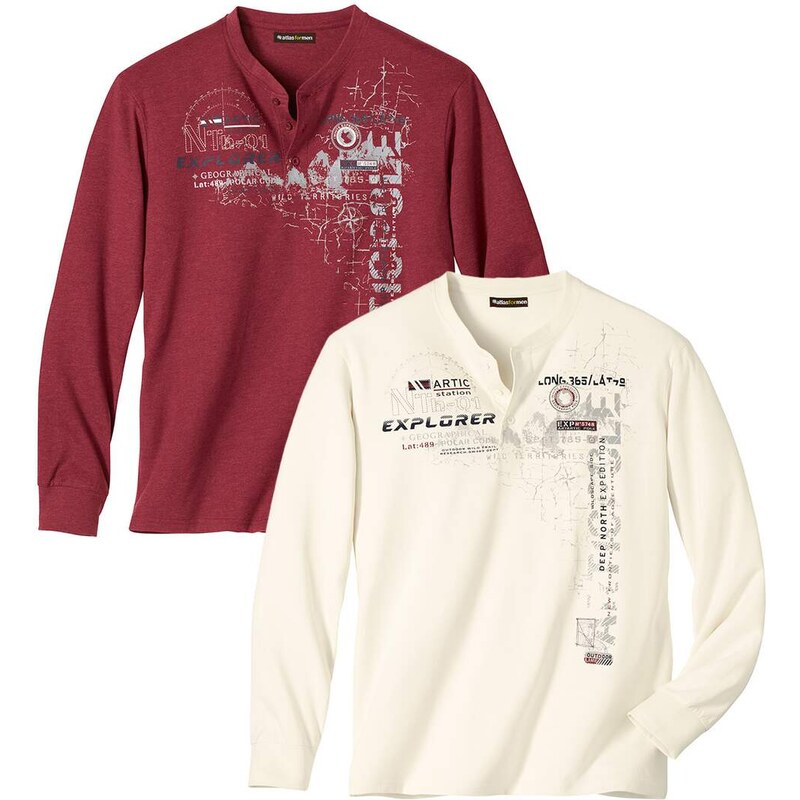 Sada 2 tričiek so zapínaním na gombíky Atlas For Men Biela 67125729