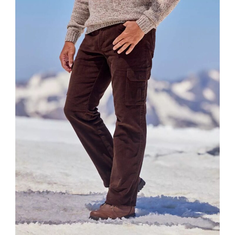 Pohodlné menčestrové nohavice Atlas For Men Hnedá 67614734