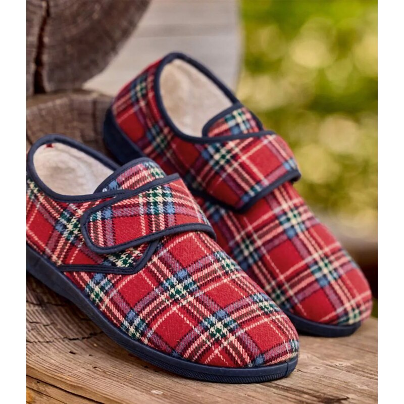 Kockované papuče podšité imitáciou ovčieho rúna Atlas For Men 66966750