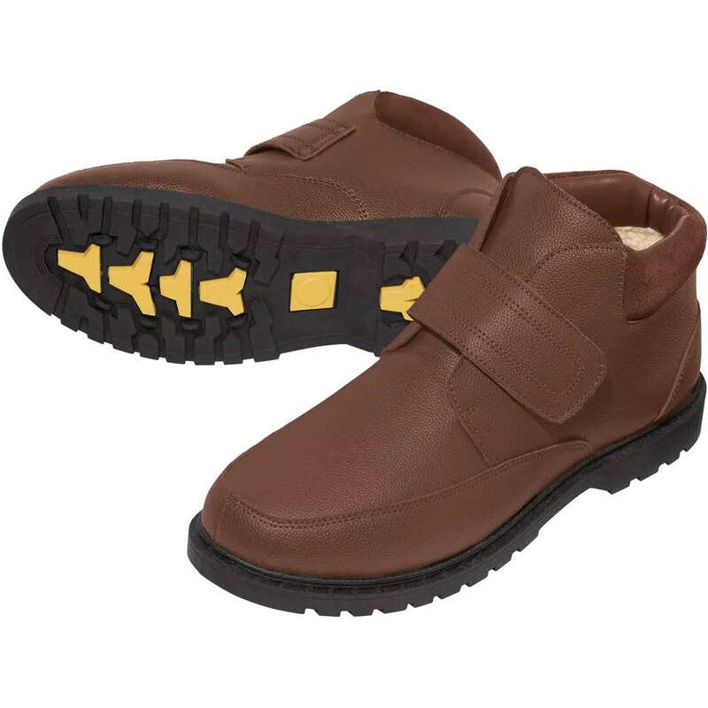 Zateplené hnedé topánky zo štiepanej kože na suchý zips Atlas For Men 66958829