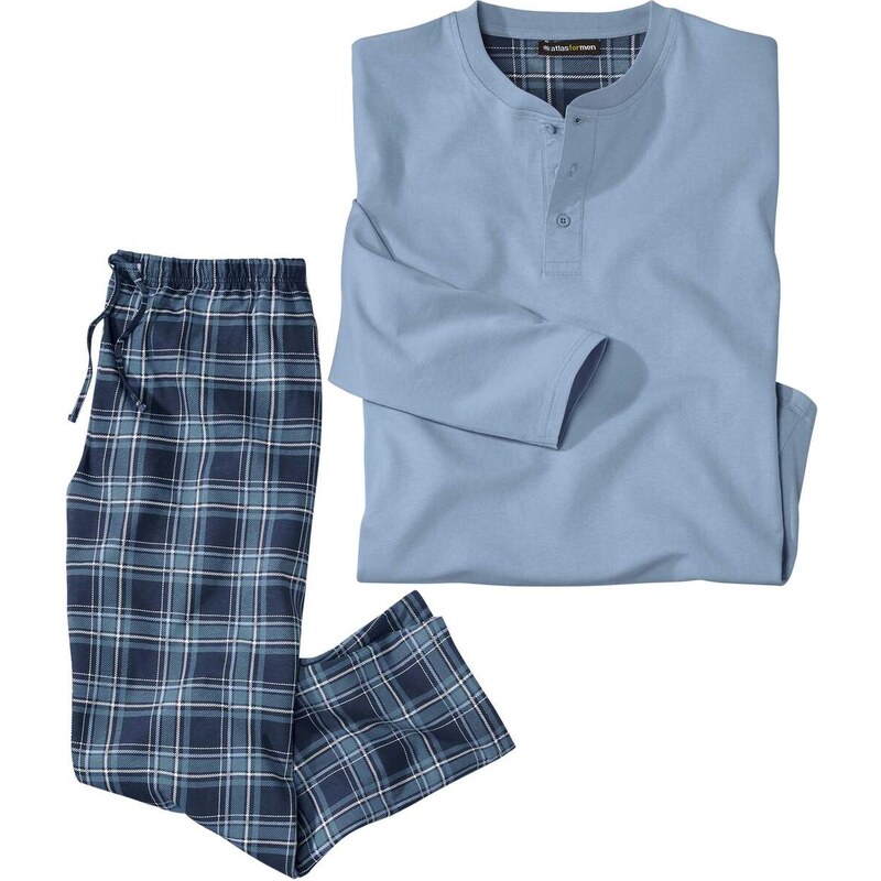 Džersejové kockované pyžamo Atlas For Men Modrá 67446807