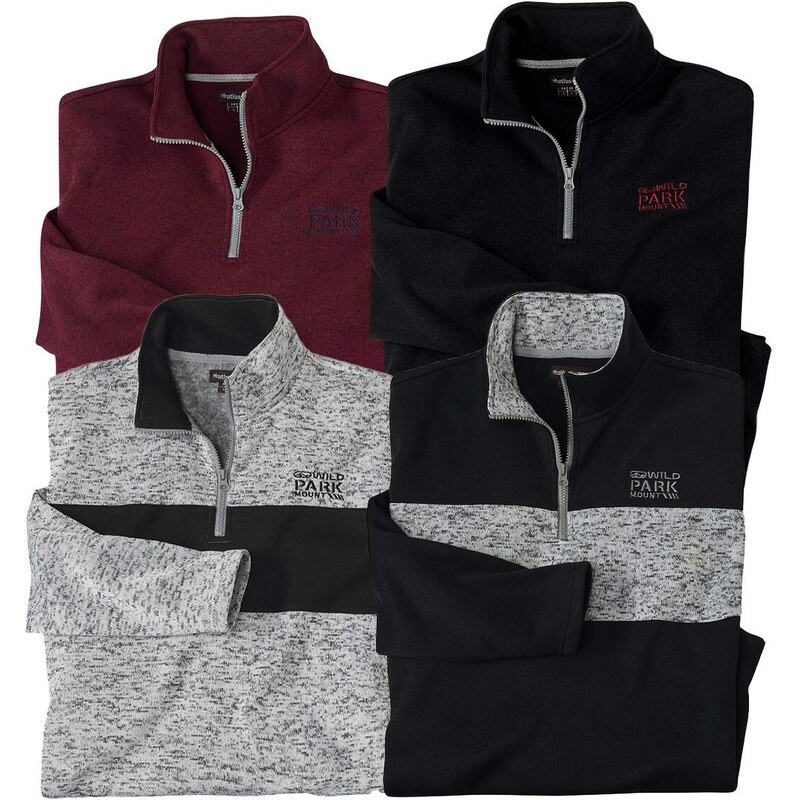 Sada 4 moltonových mikín Atlas For Men Čierna 67704376