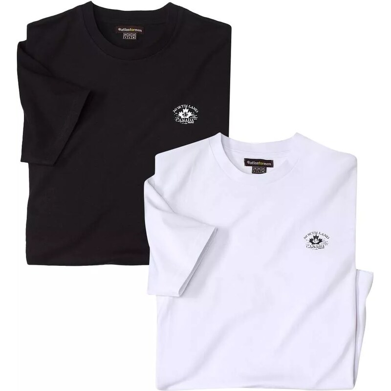 Sada 2 jednofarebných bavlnených tričiek Atlas For Men Čierna 67595785