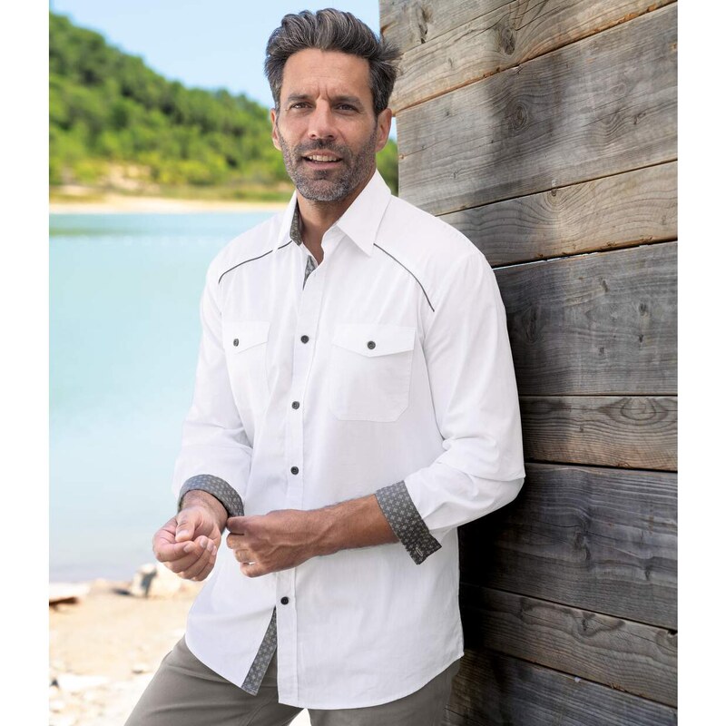 Popelínová košeľa Sun Valley Atlas For Men Biela 67652011