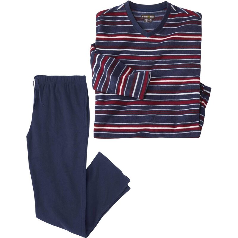 Prúžkované mikroflísové pyžamo Atlas For Men Pruhovaná 67125724