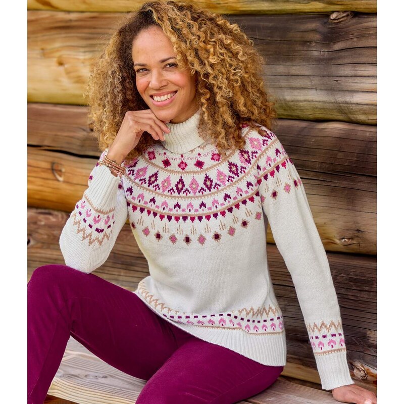 Pletený rolák so žakárovými motívmi Atlas For Men Sivá 67704378