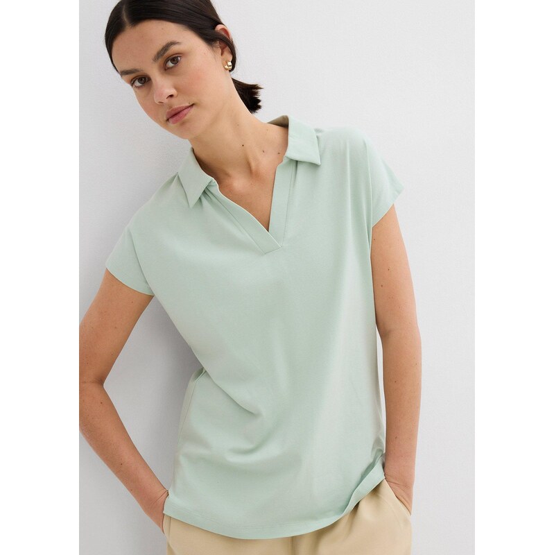 bonprix Tričko s polo golierom, farba zelená 62741090