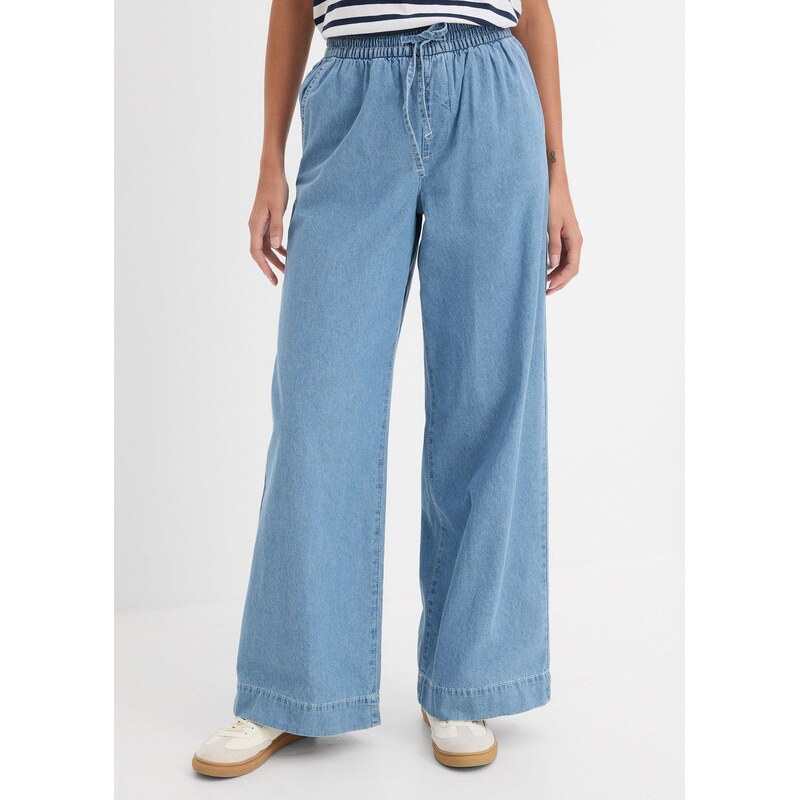 bonprix Džínsy, Wide-Leg, Mid Waist, pohodlný pás, farba modrá 62471082
