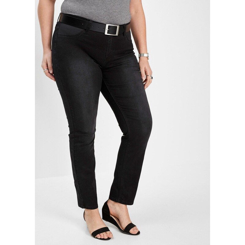 bonprix Skinny džínsy, Mid Waist, strečové, farba čierna 44732937