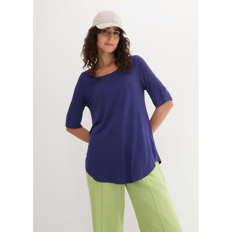 bonprix Dlhé tričko z jemnej viskózy, farba modrá 44790037
