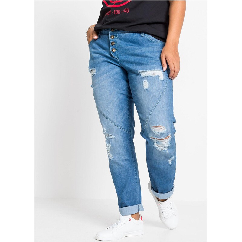 bonprix Boyfriend džínsy, stredná výška pásu, farba modrá 44734473