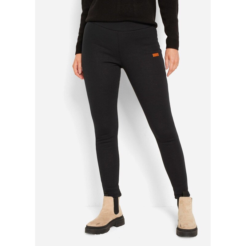 bonprix Termo legíny s umelou kožušinkou, farba čierna 45715952