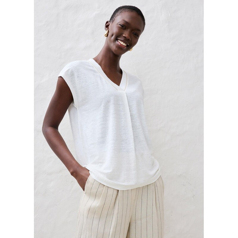 bonprix Tričko z čistého plátna, farba biela 62858137