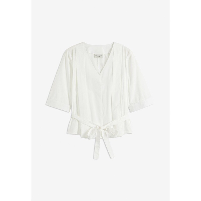 bonprix Blúzka z čistej bavlny, farba biela 62471066