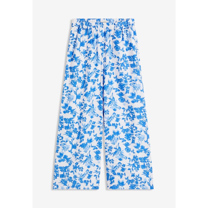 bonprix Nohavice Culotte z padavého viskózového mixu, farba biela 63234687